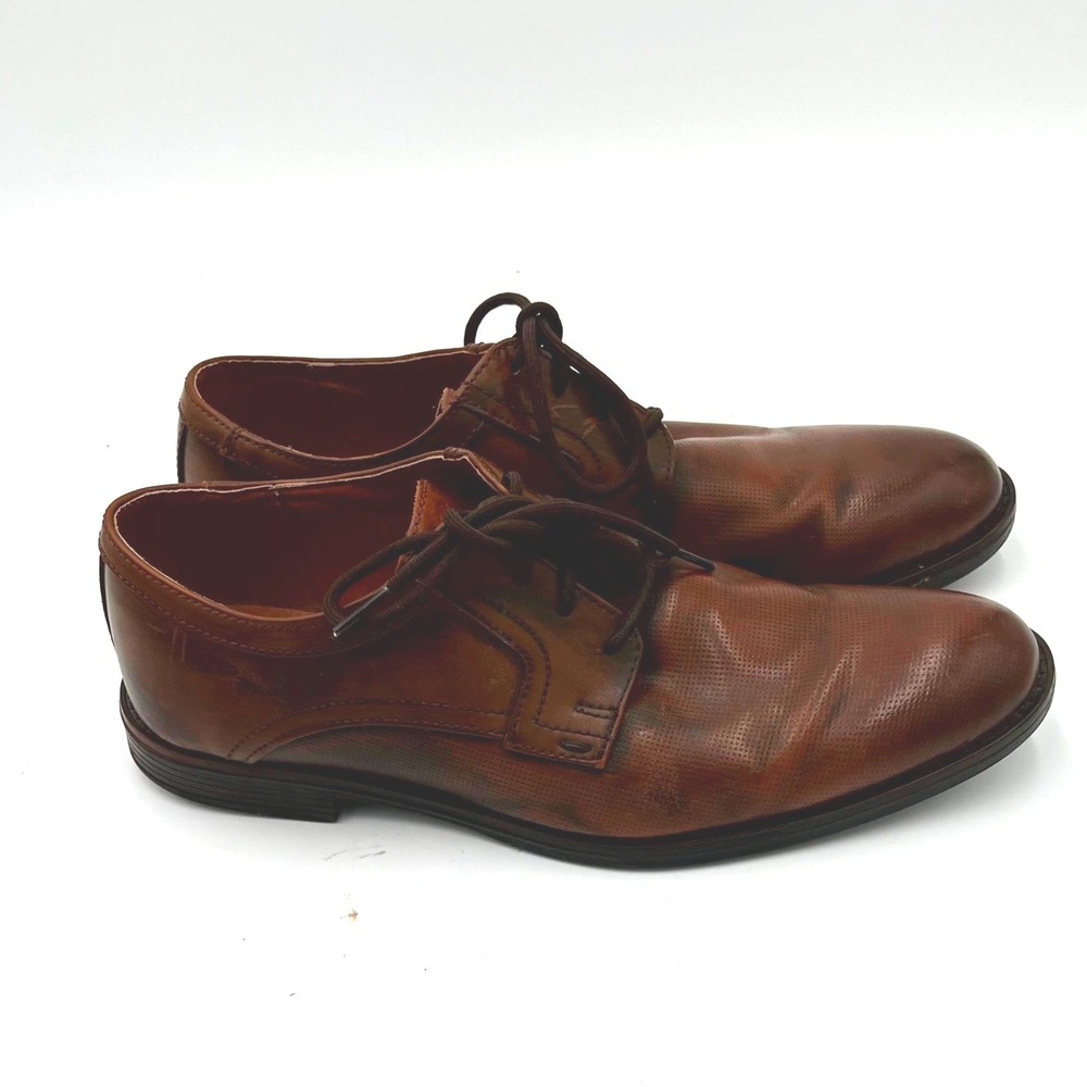 Wall Street Dress Shoes Mens Size 27 Brown Leather Lace Up Formal Business‎